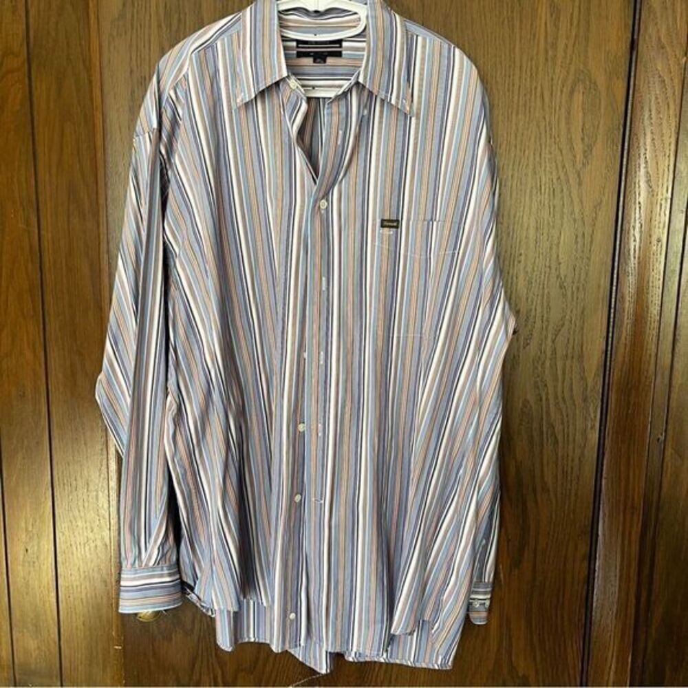 Faconnable Striped Button Relaxed Fit Dress Shirt